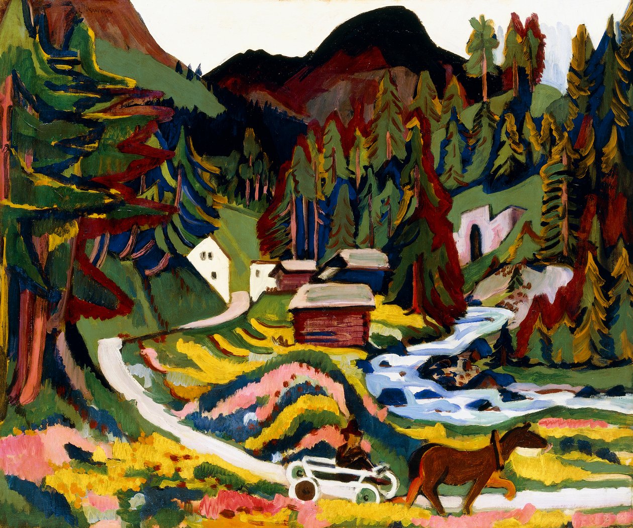 Landschap in de lente, Sertig, 1924-25 door Ernst Ludwig Kirchner