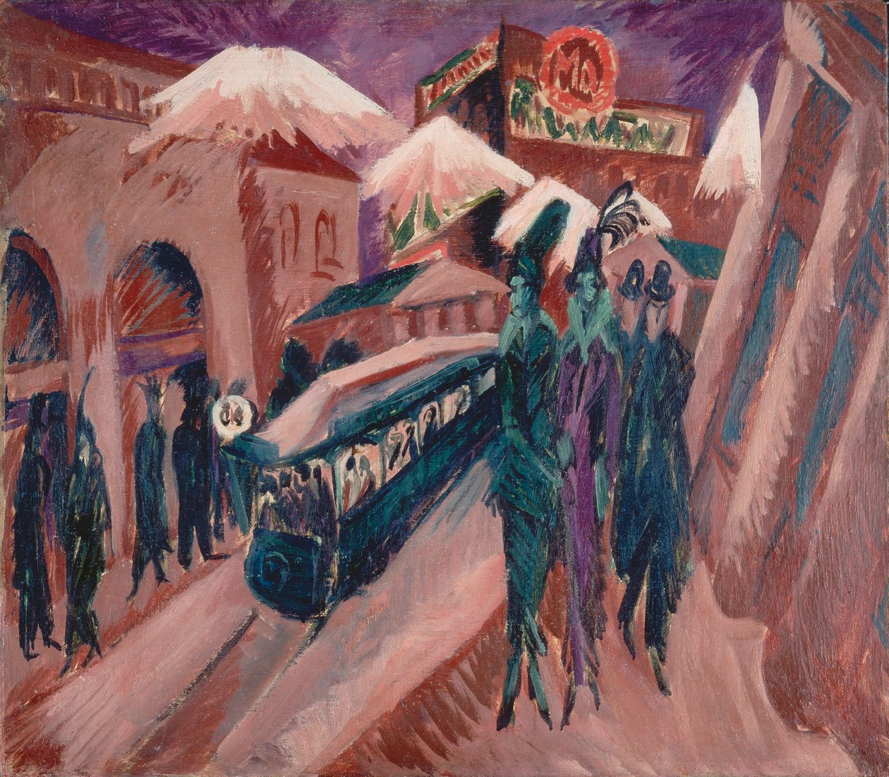 Leipziger Straße met elektrische tram door Ernst Ludwig Kirchner