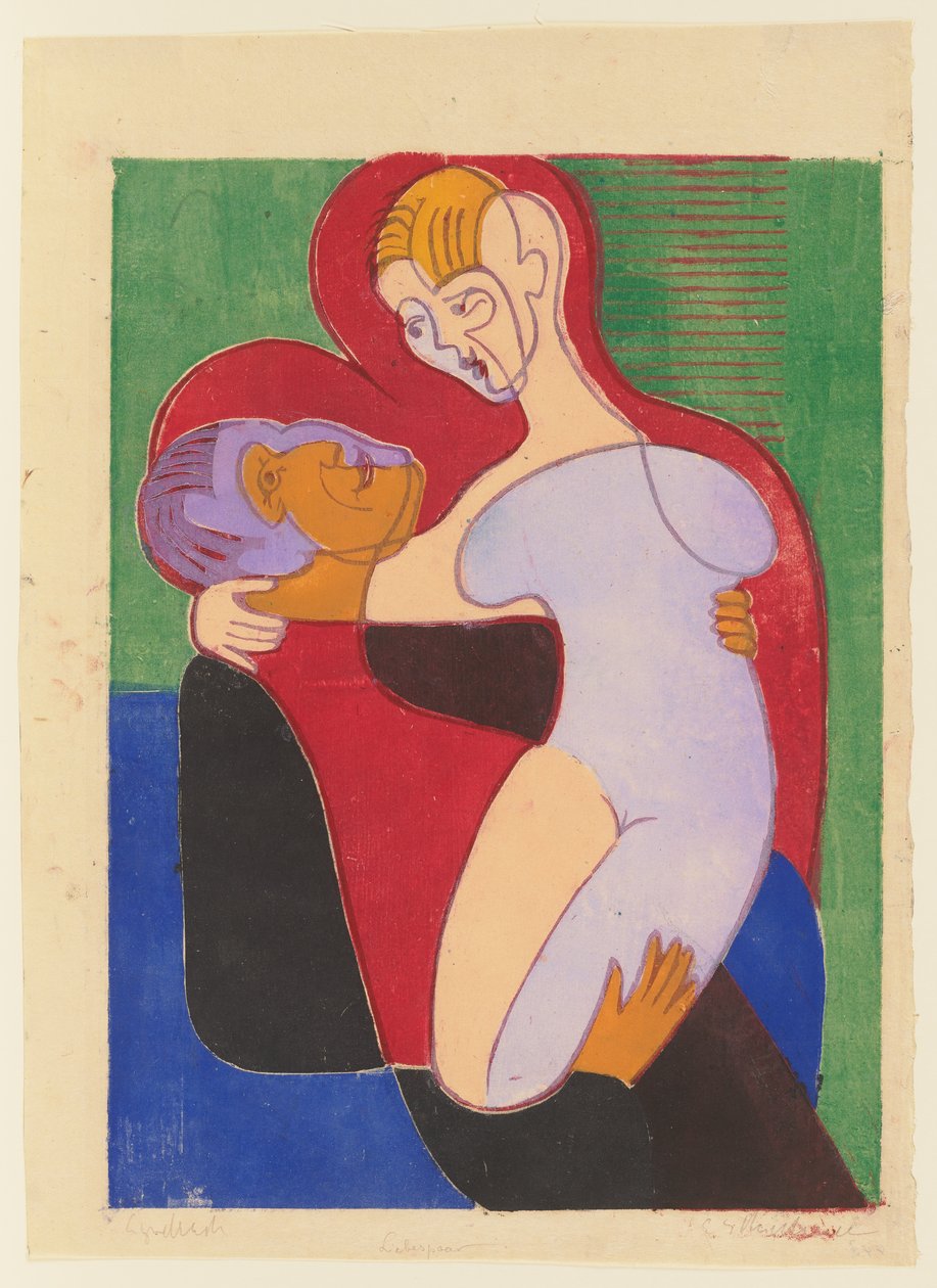Liefdespaar (Elisabeth en Julius Hembus) door Ernst Ludwig Kirchner
