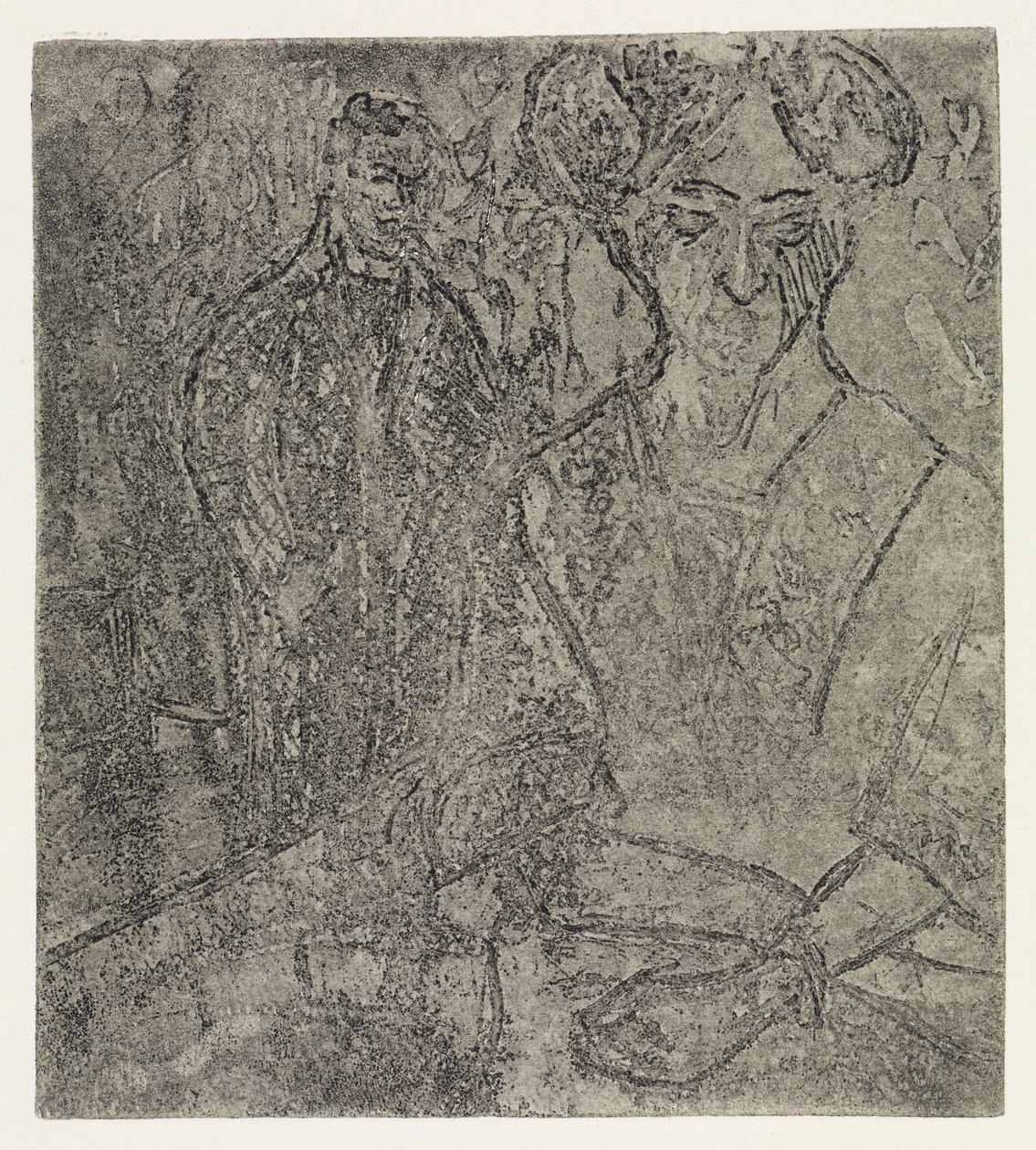 Man en zittende vrouw / Blonde en zwarte vrouw door Ernst Ludwig Kirchner
