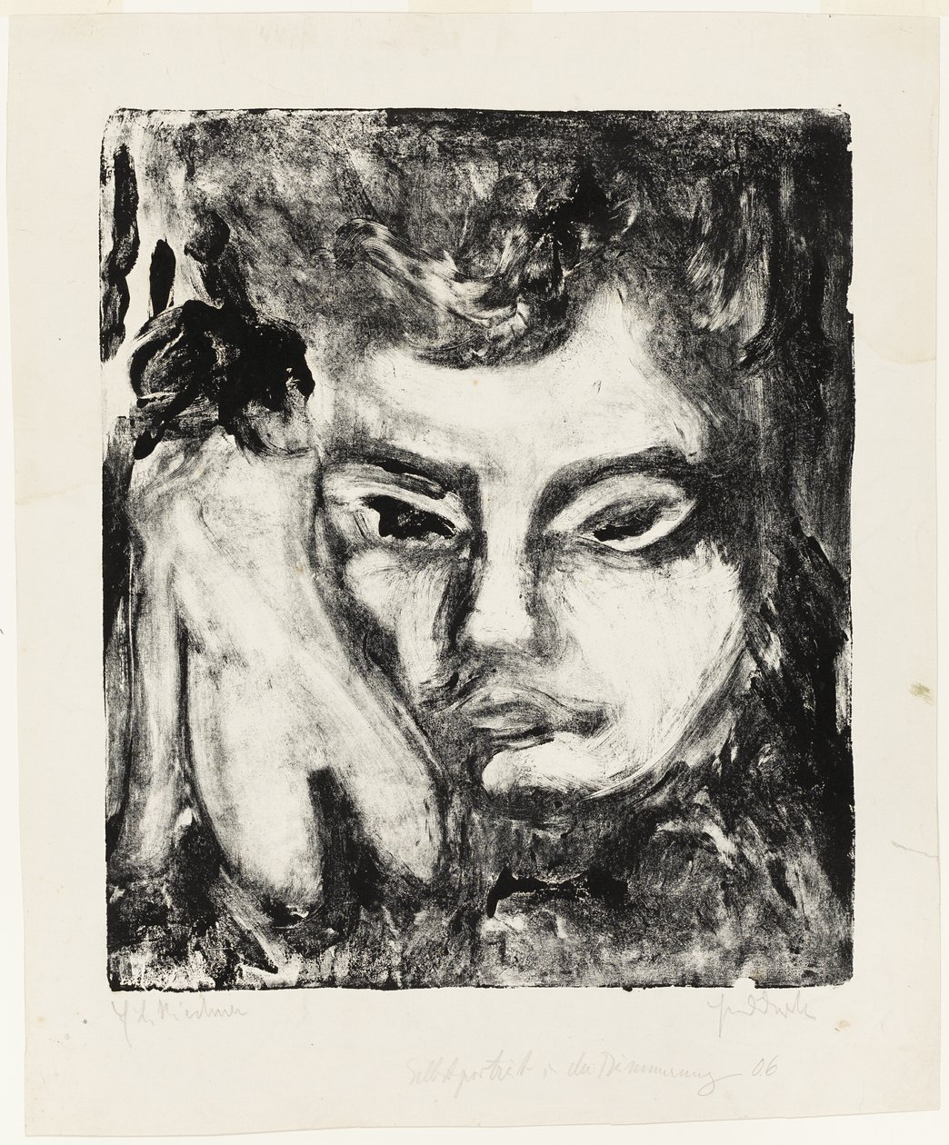 Mannenhoofd met naakt door Ernst Ludwig Kirchner