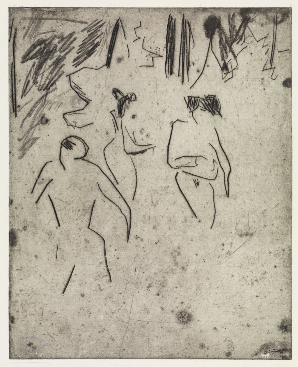 Badgasten uit Moritzburg in het struikgewas/De zieke Dodo door Ernst Ludwig Kirchner