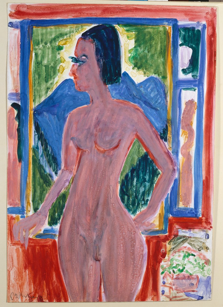 Naakte vrouw bij het raam door Ernst Ludwig Kirchner