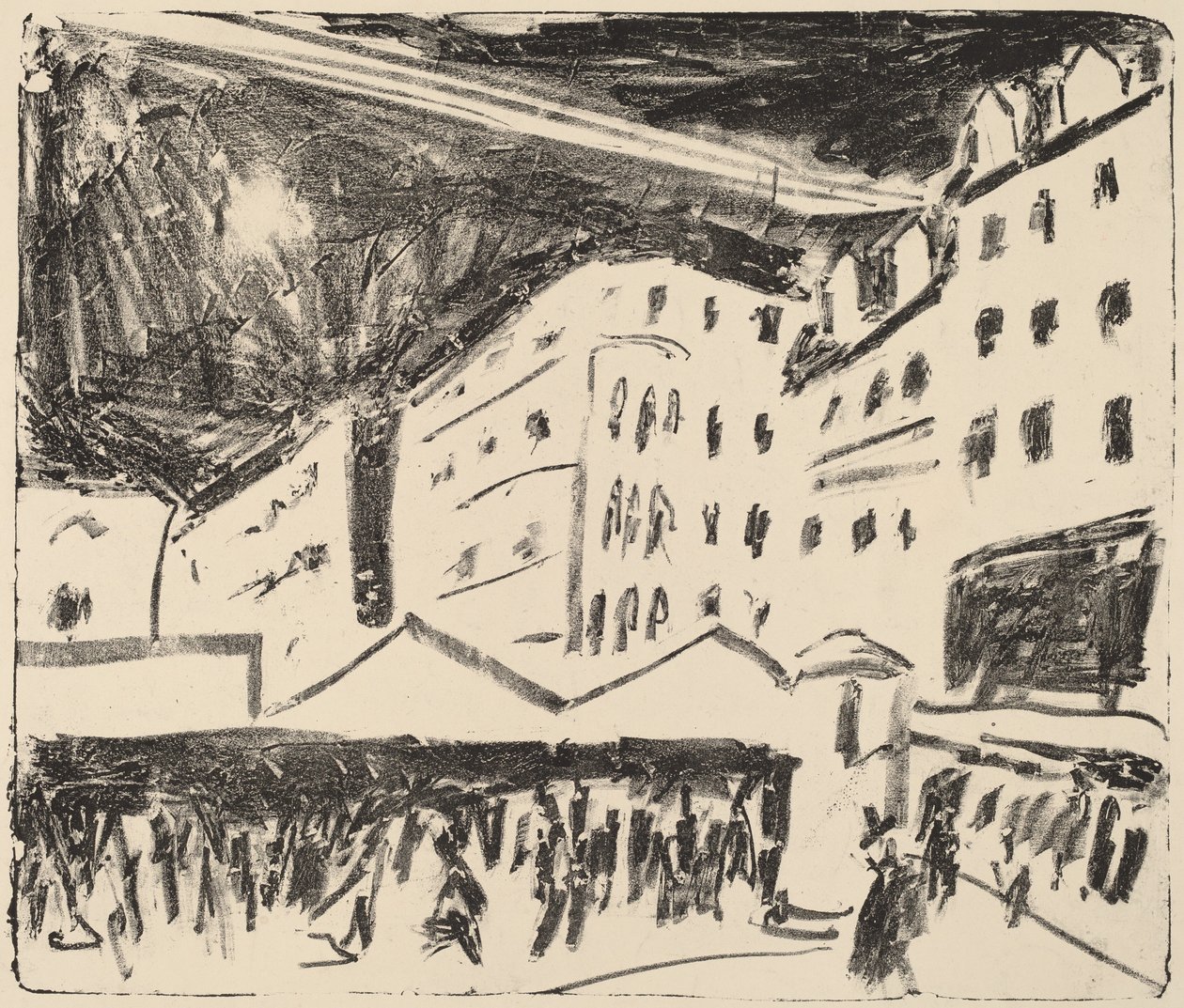 Oude markt in Dresden met jaarmarkt door Ernst Ludwig Kirchner