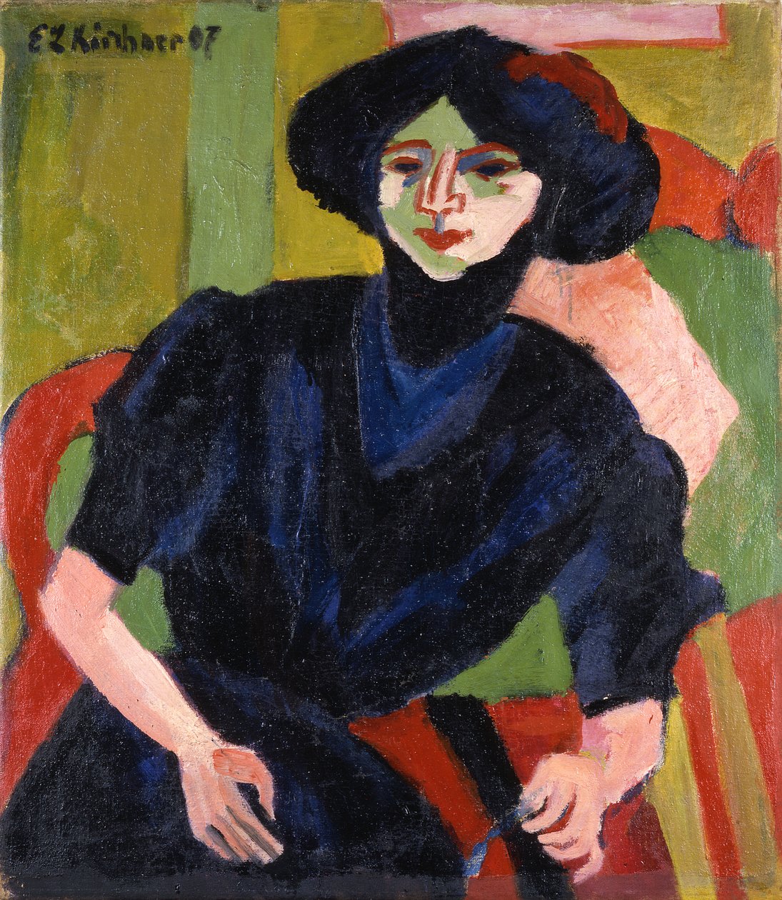 Portret van een vrouw door Ernst Ludwig Kirchner