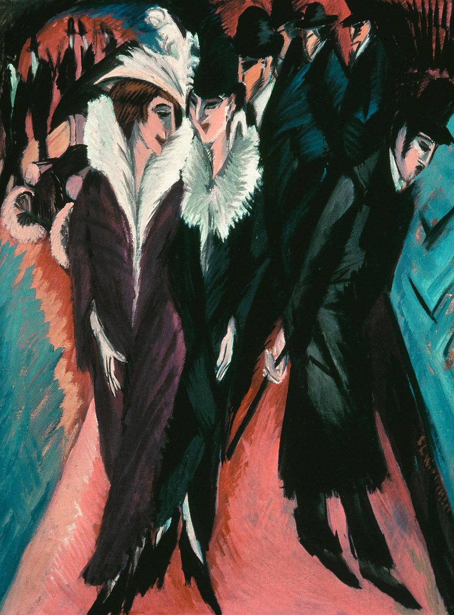 Straat, Berlijn door Ernst Ludwig Kirchner