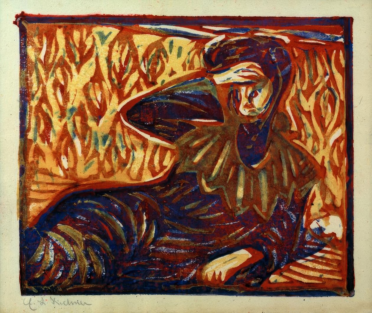 Rustend meisje met hoofdpijn door Ernst Ludwig Kirchner