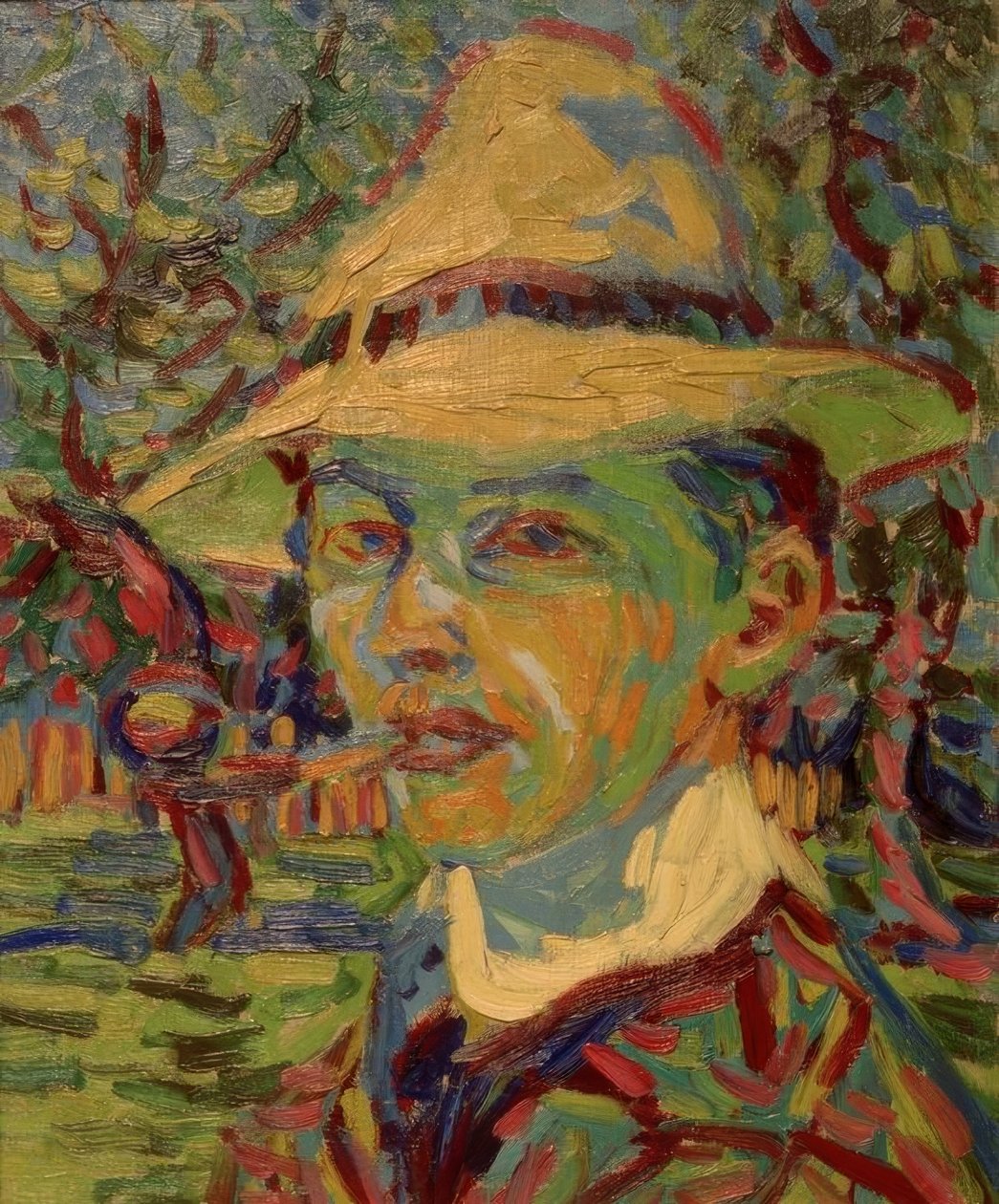 Zelfportret met pijp door Ernst Ludwig Kirchner