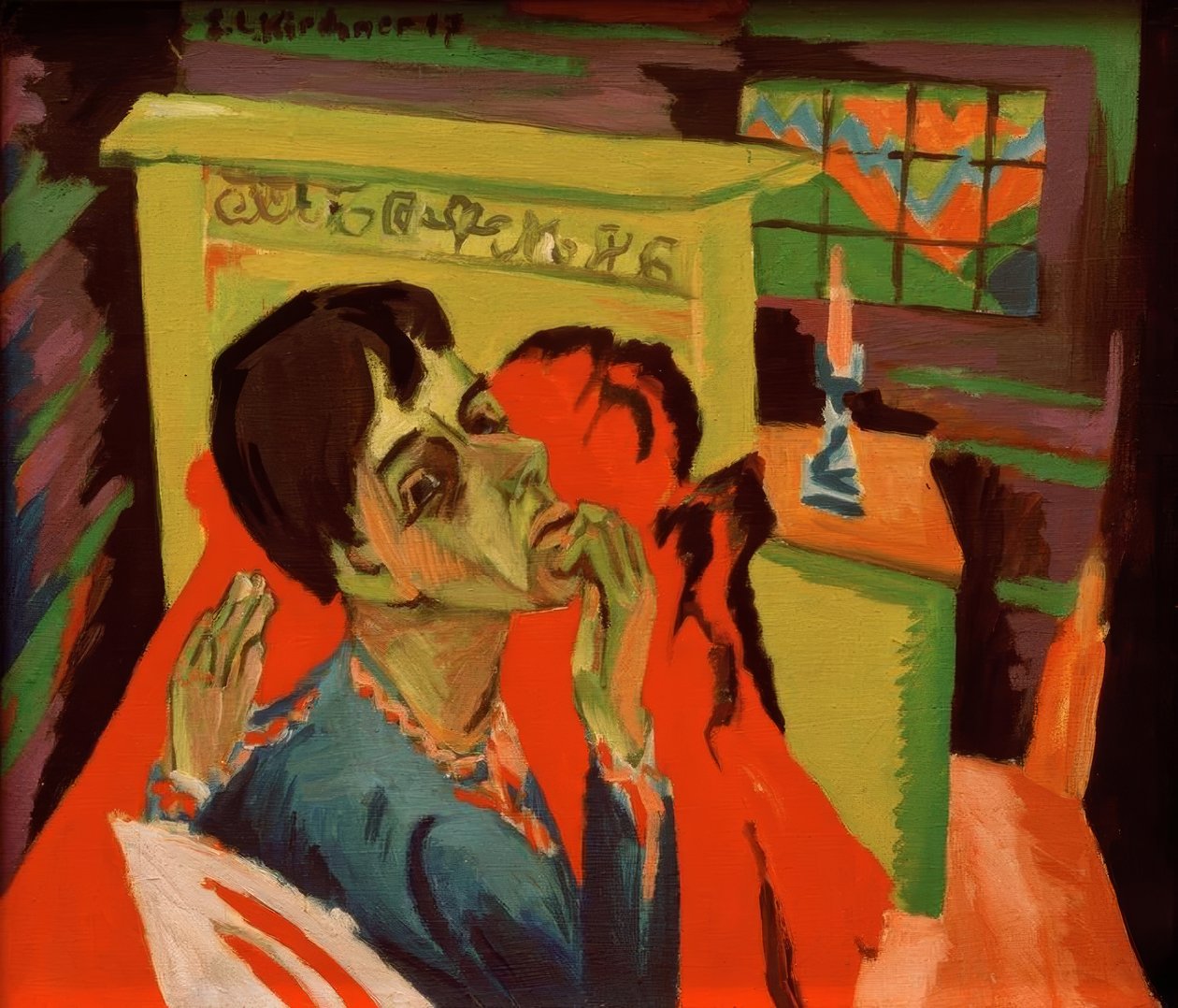 Zelfportret als zieke door Ernst Ludwig Kirchner