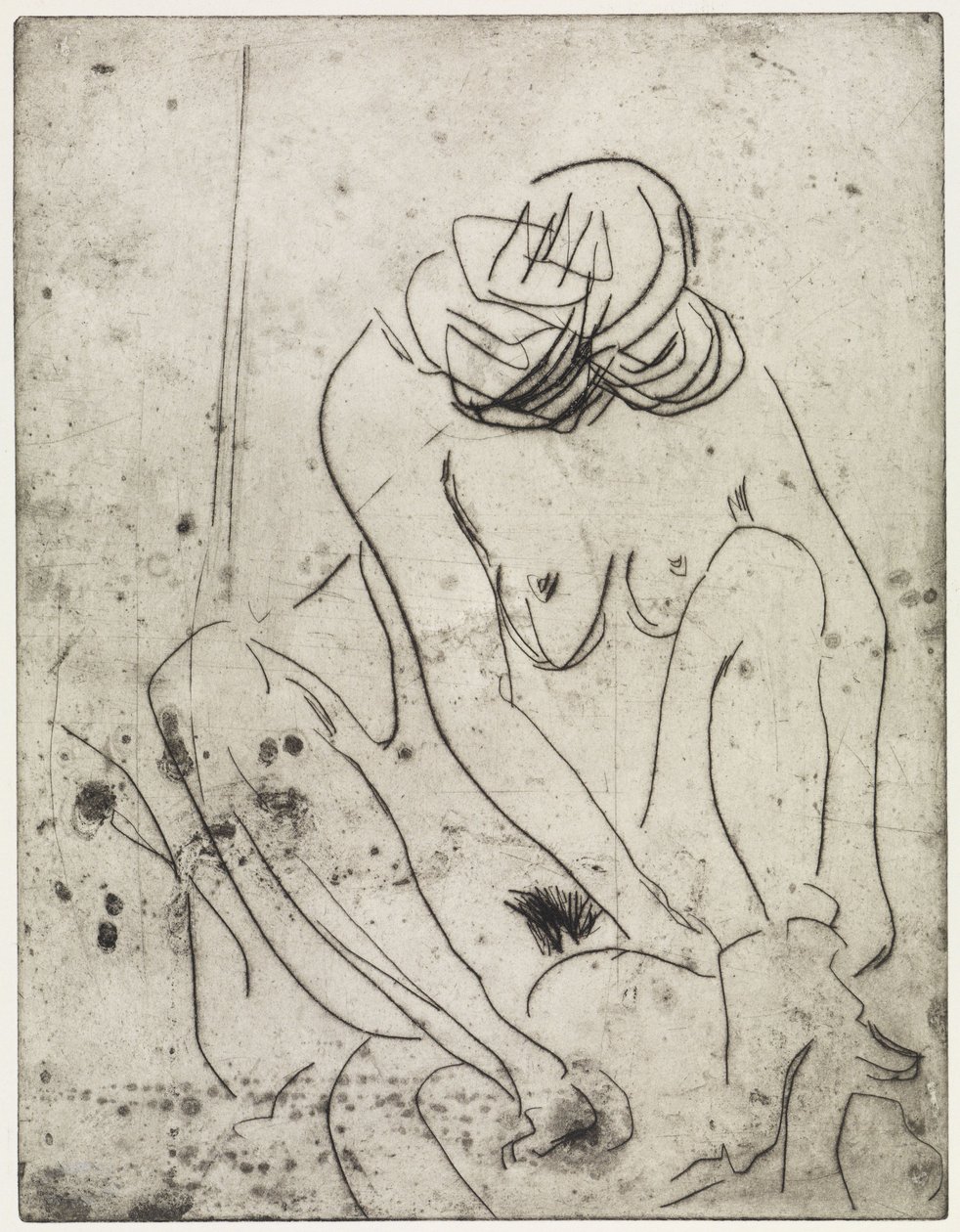 Een meisje dat zich afdroogt / Twee badende vrouwen door Ernst Ludwig Kirchner