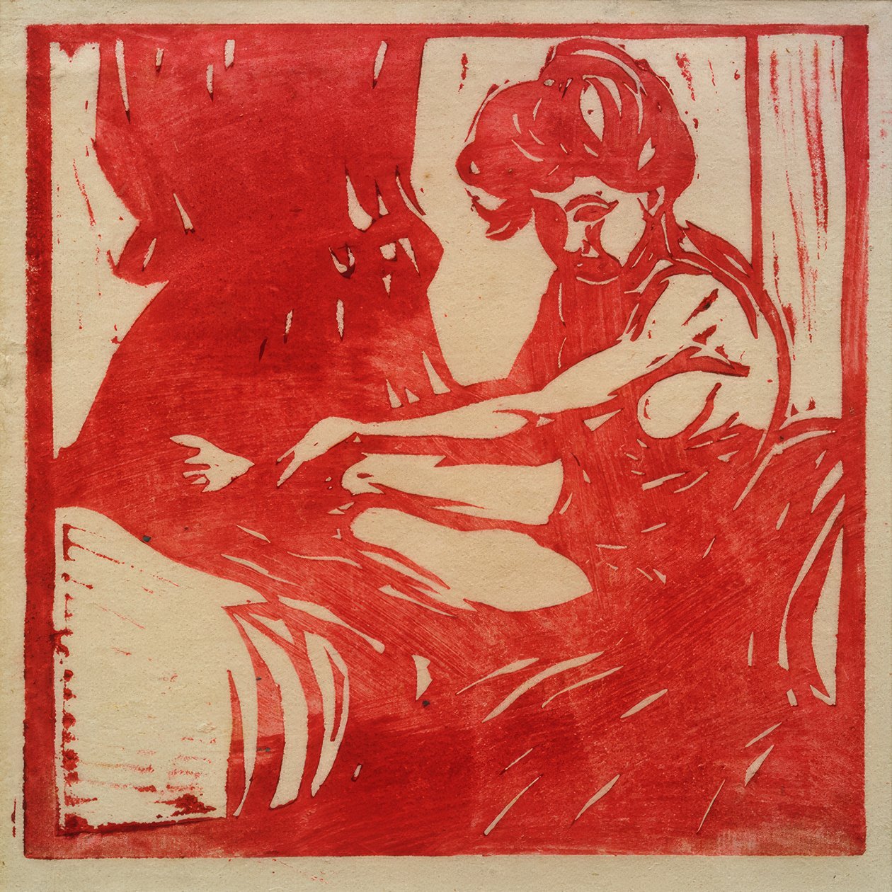 Zittende meisjesnaakt door Ernst Ludwig Kirchner
