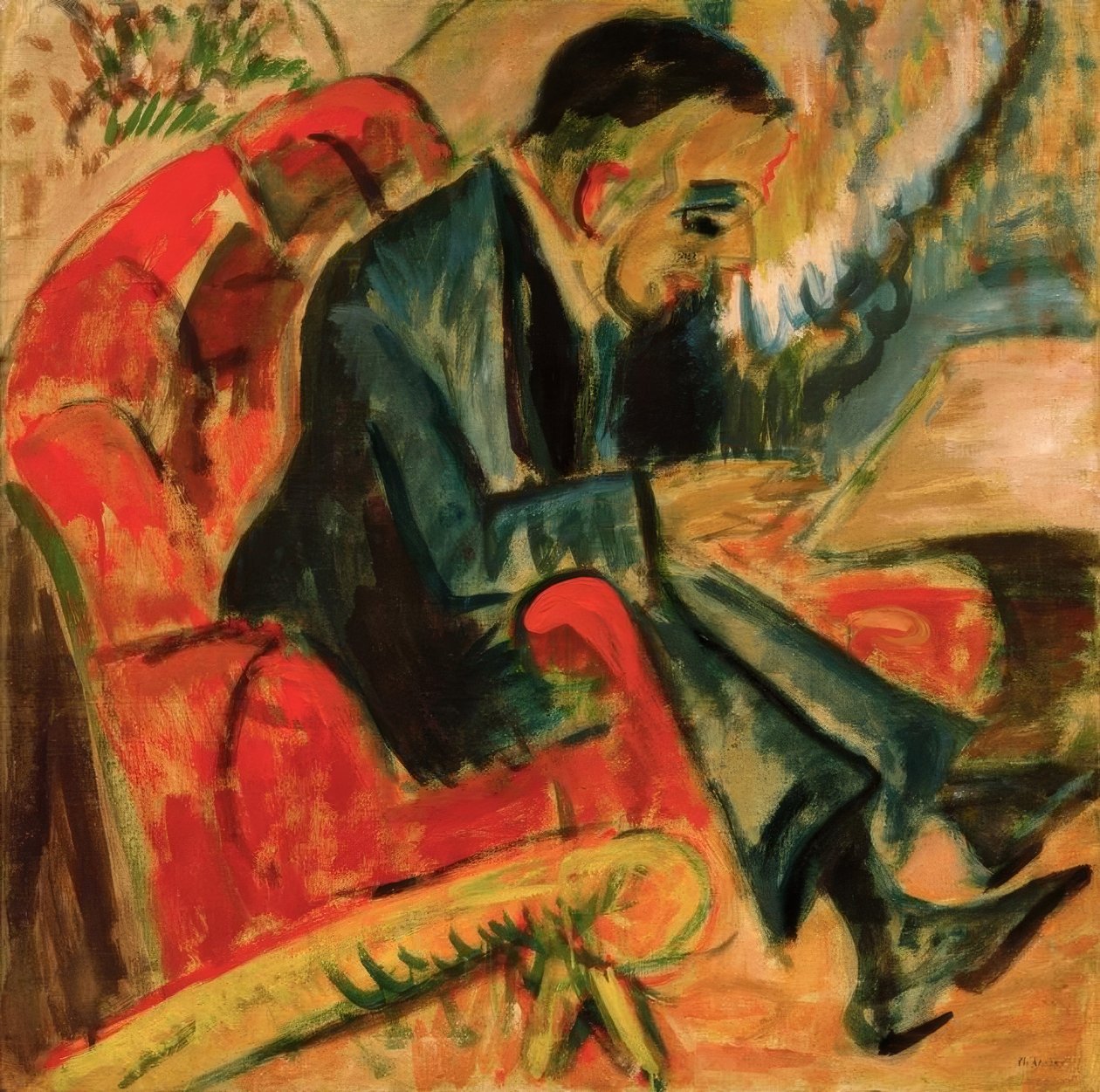 Zittende Man op een Parkbank door Ernst Ludwig Kirchner