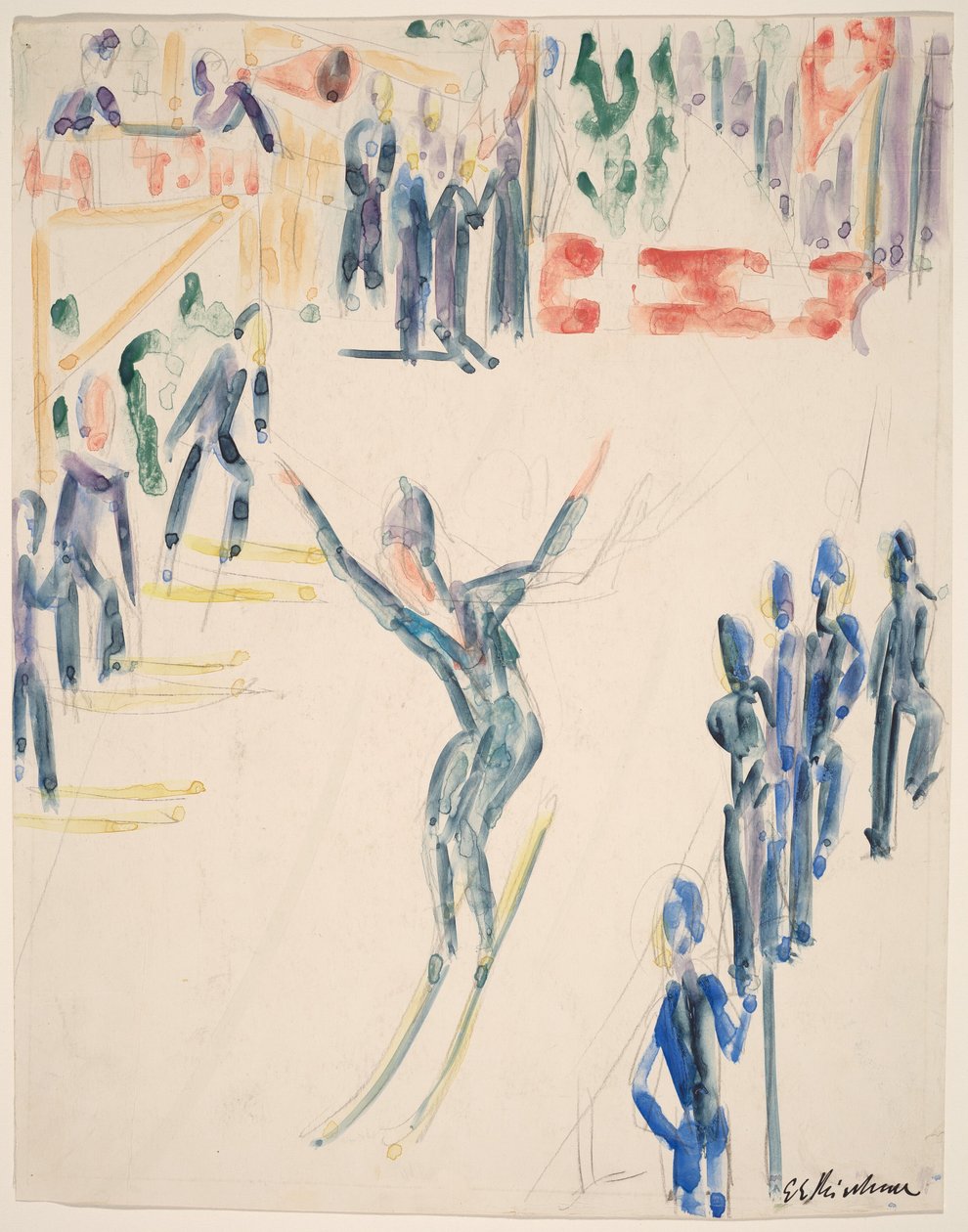 Ski-springer door Ernst Ludwig Kirchner
