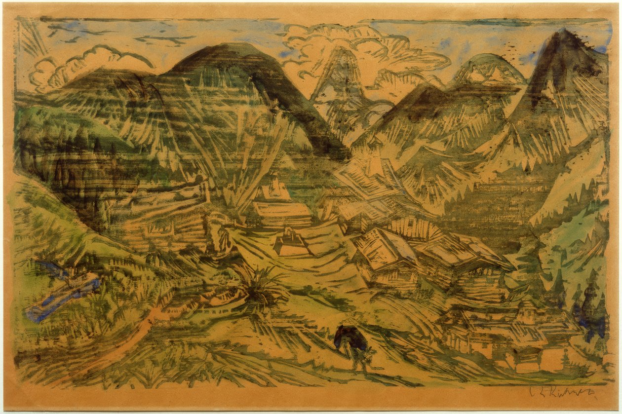 Stafelalp met Tinzenhorn door Ernst Ludwig Kirchner
