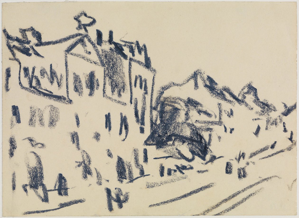 Straat in Dresden door Ernst Ludwig Kirchner