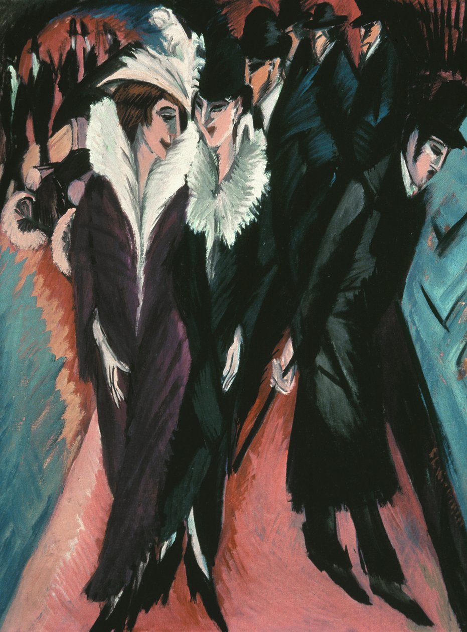 Straat, Berlijn door Ernst Ludwig Kirchner