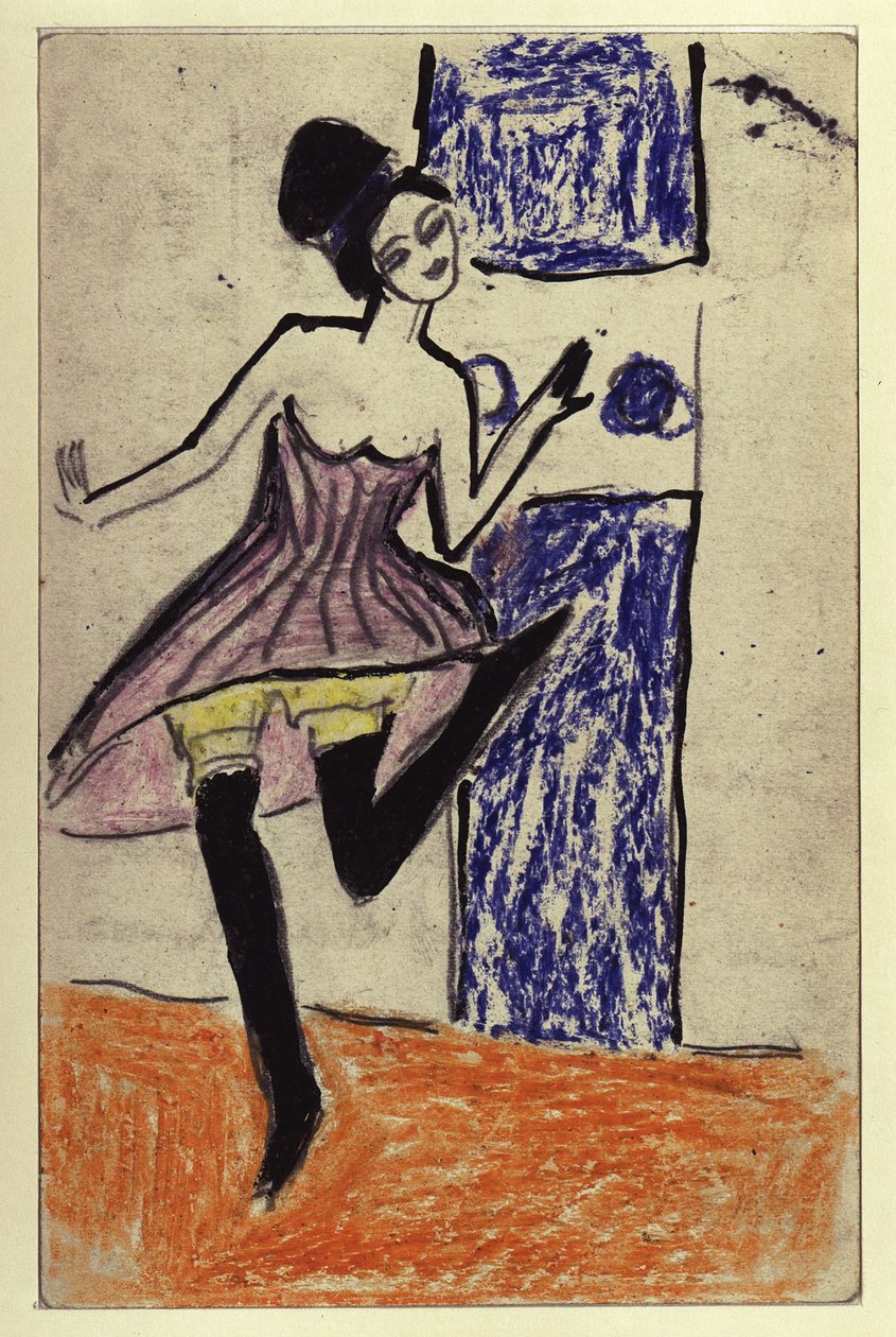 Tänzerin (Postkarte an Maschka Mueller) door Ernst Ludwig Kirchner
