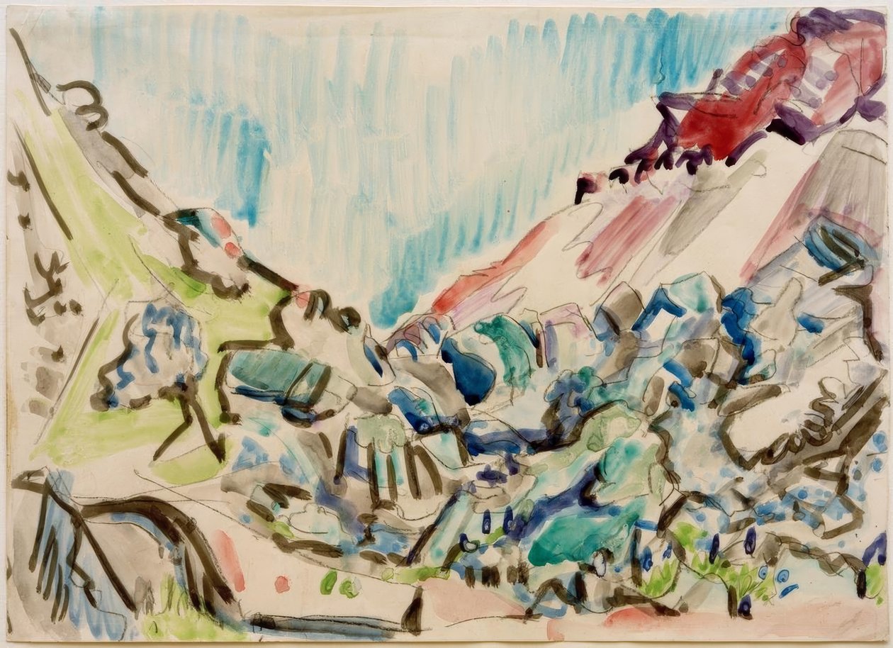 Dalgedeelte bij Davos door Ernst Ludwig Kirchner
