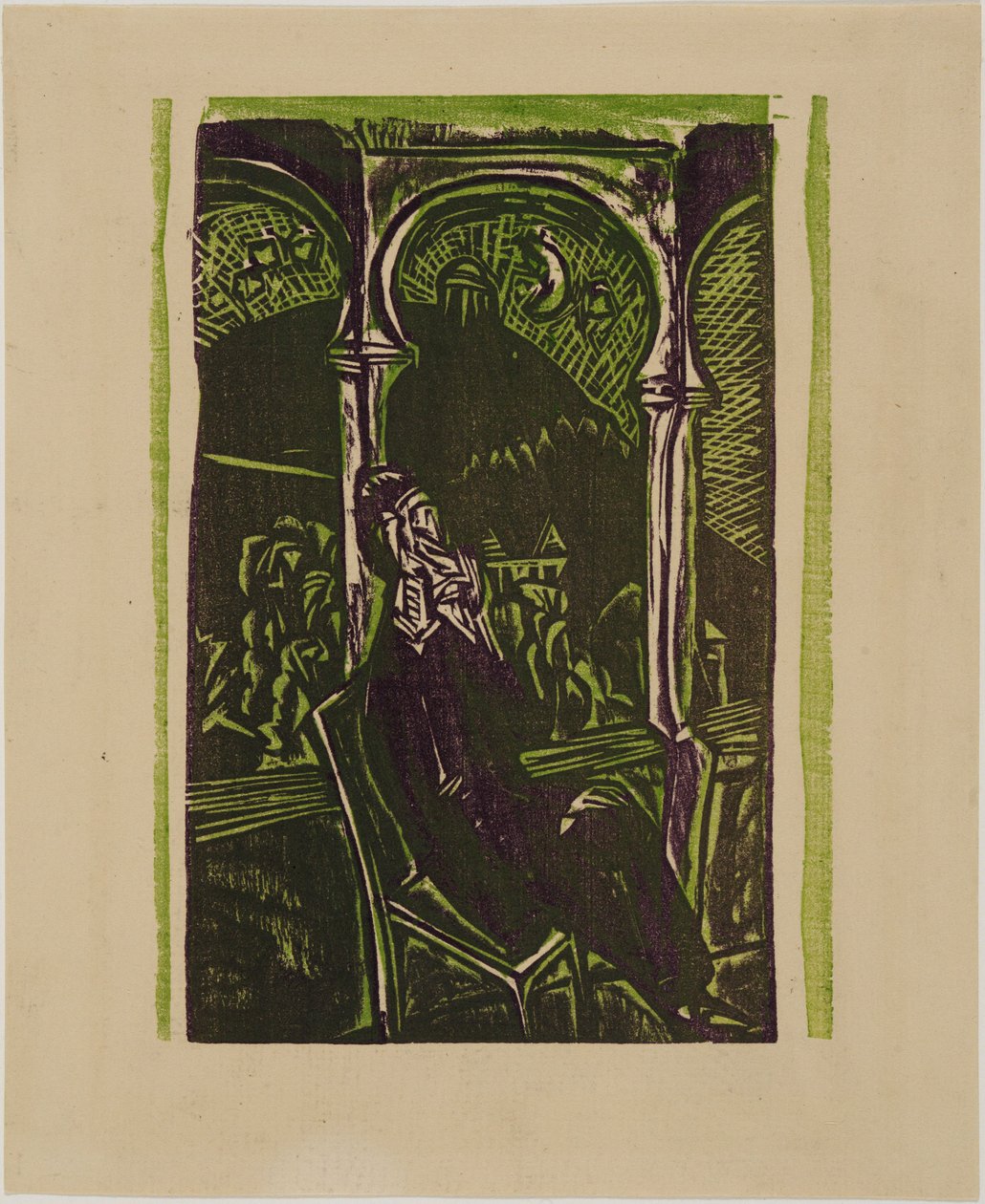 Dromende man - Botho Graef zittend op zijn balkon, Jena door Ernst Ludwig Kirchner