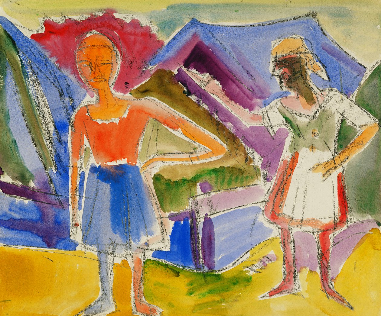 Twee Figuren door Ernst Ludwig Kirchner