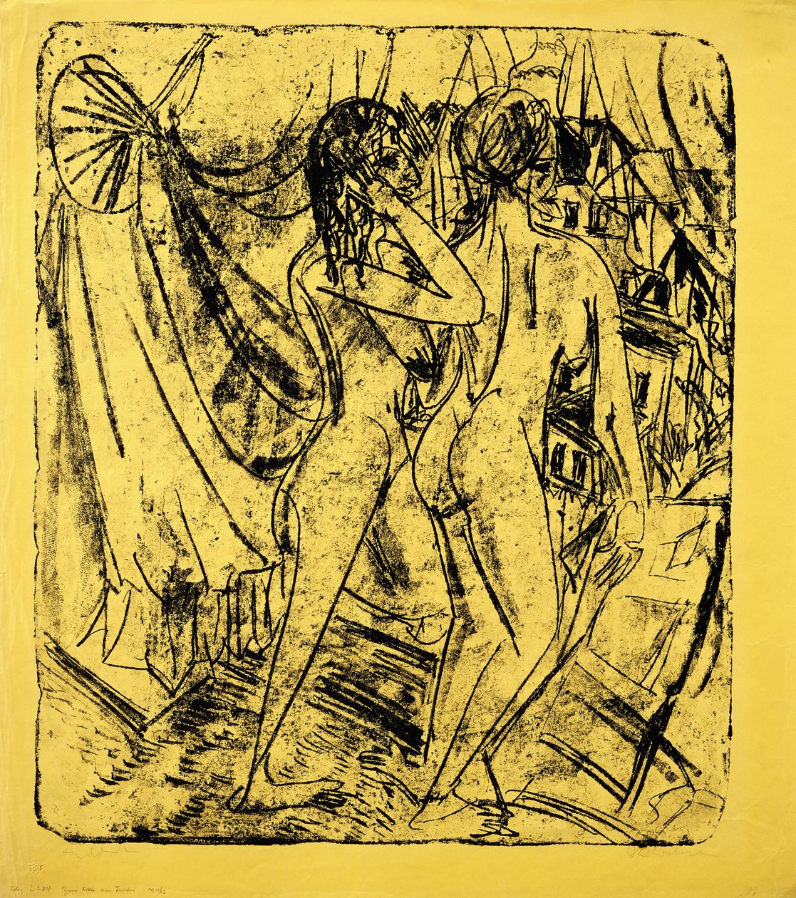 Twee naakten bij het raam, 1915 door Ernst Ludwig Kirchner