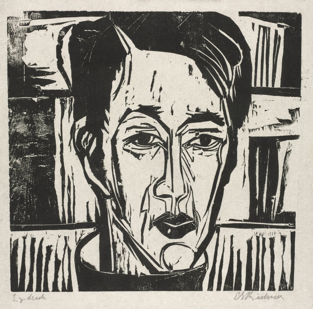 Wehrlin, Gezicht naar voren door Ernst Ludwig Kirchner