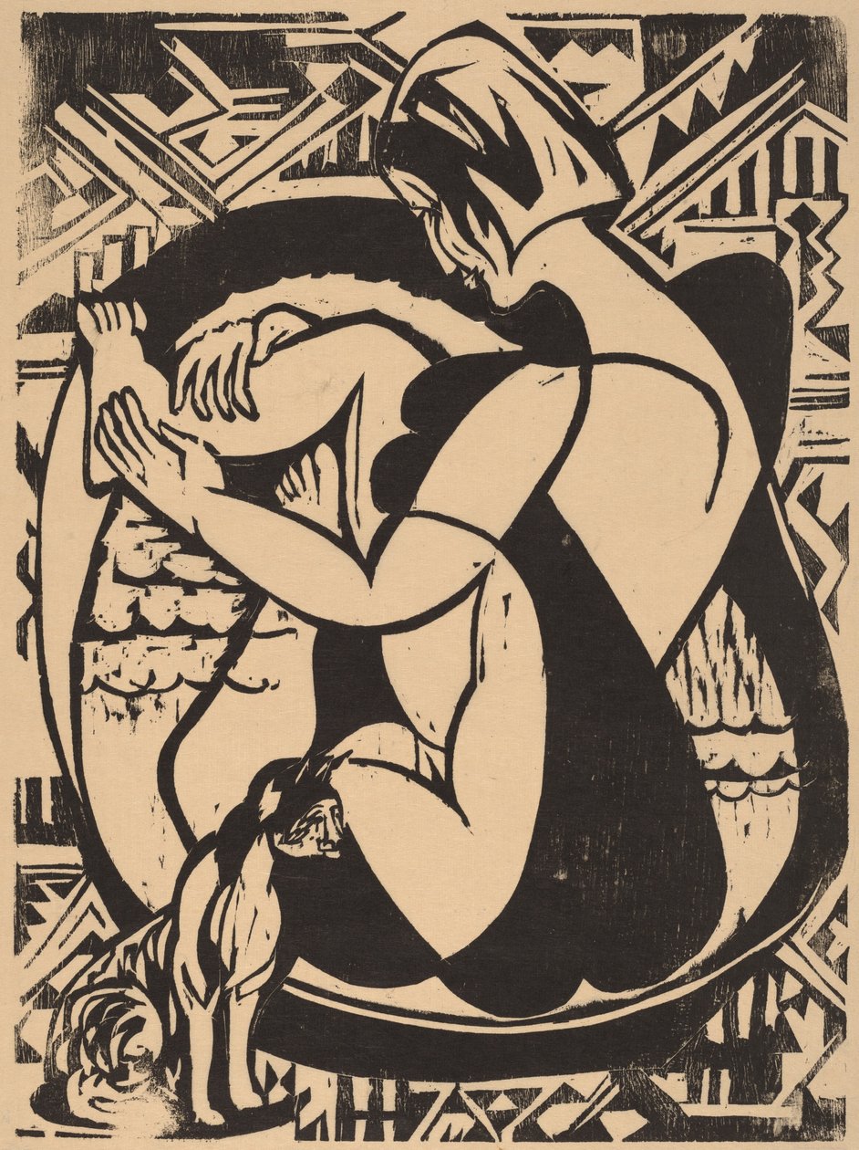 Vrouw in het bad door Ernst Ludwig Kirchner