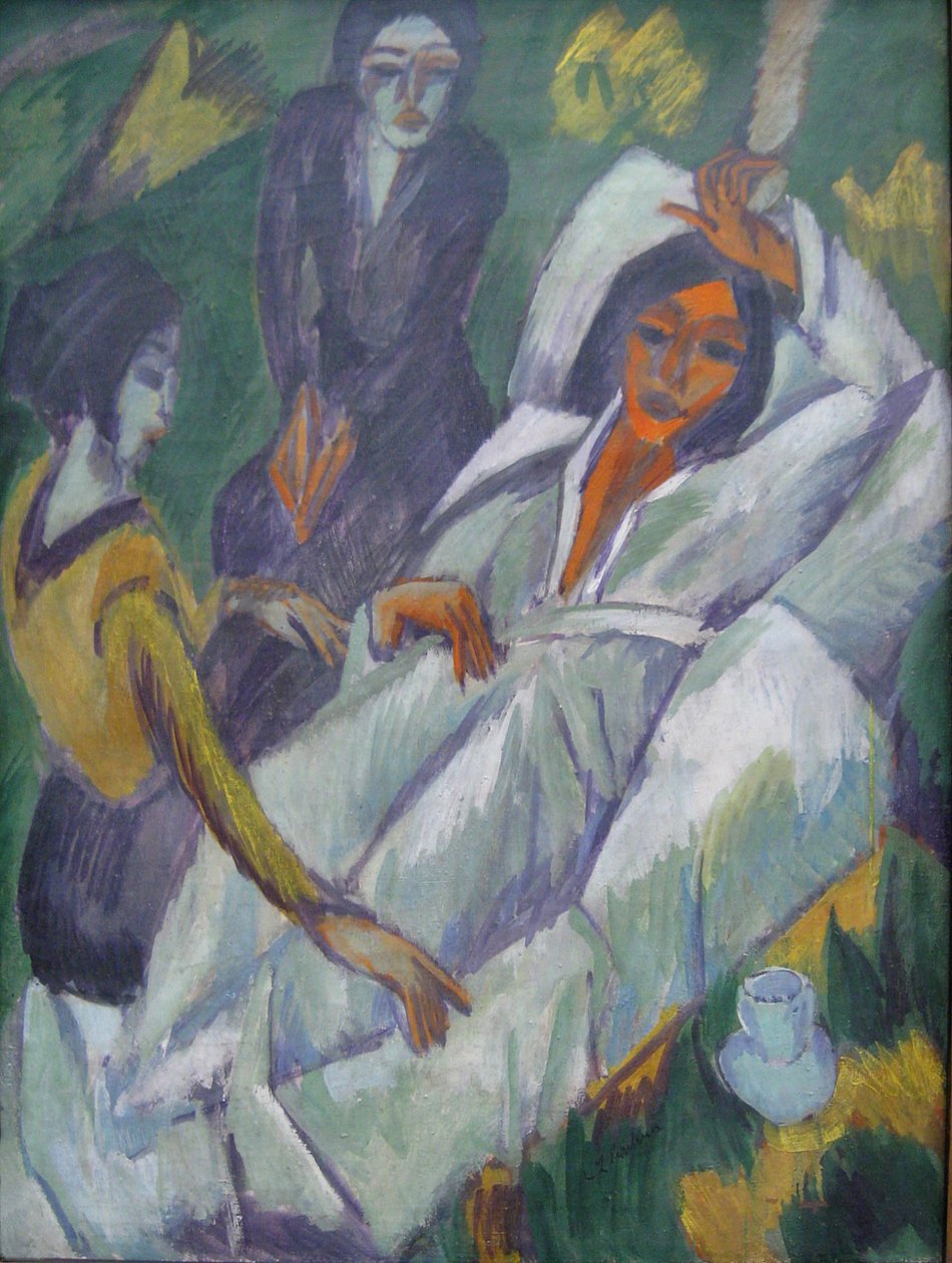 Women having tea (Vrouwen die thee drinken) door Ernst Ludwig Kirchner