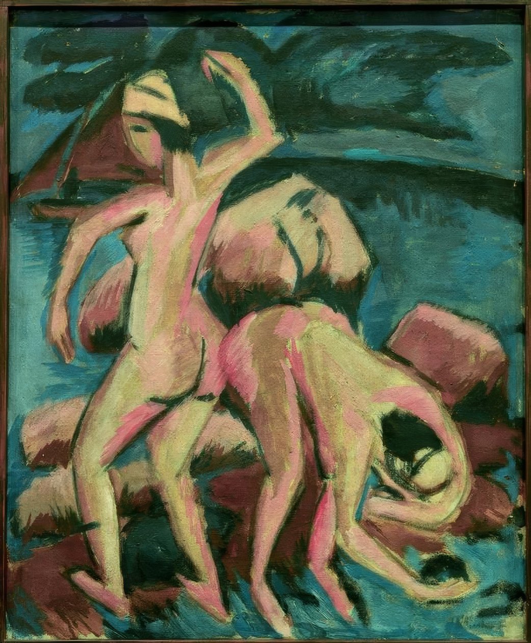 Twee badende, Fehmarn door Ernst Ludwig Kirchner
