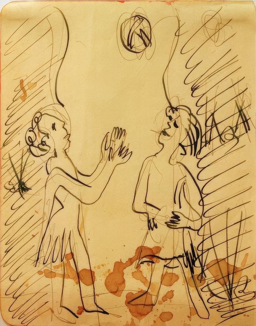 Twee meisjes die balspelen door Ernst Ludwig Kirchner