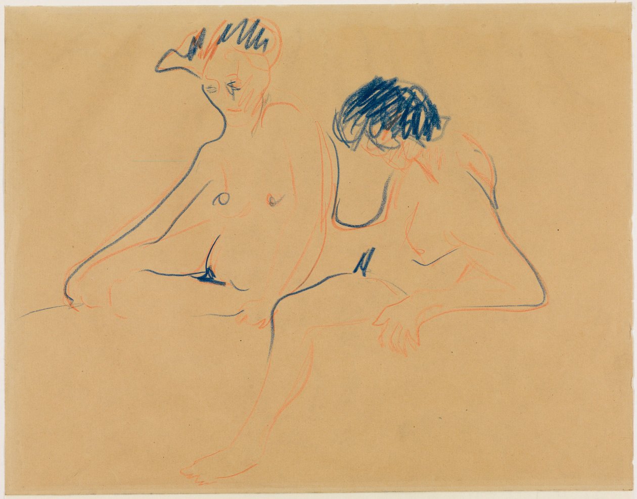 Twee zittende naakten (of: Naakt paar) door Ernst Ludwig Kirchner