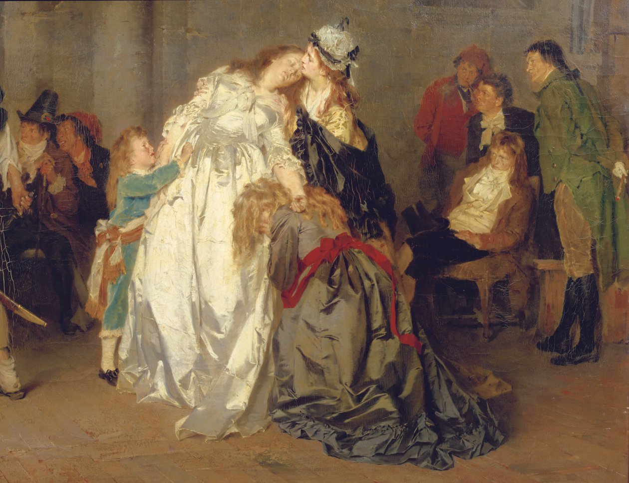 Koning Lodewijk XVI van Frankrijk Neemt Afscheid van zijn Familie in de Tempelgevangenis, detail, 1873 door Ernst Meisel