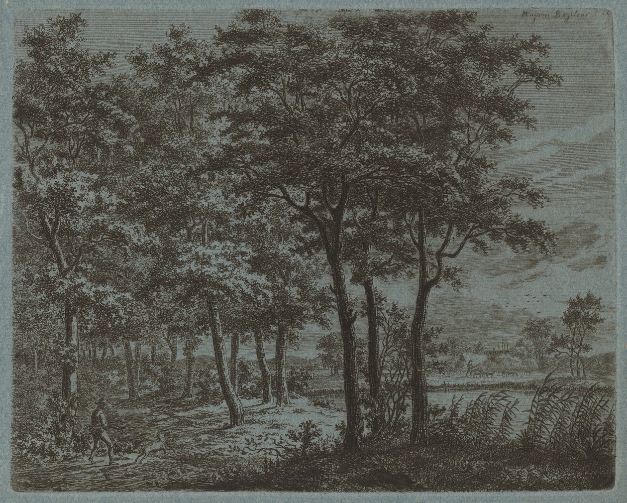Landschap met een boer die brandhout draagt, ca. 1800 door Ernst Willem Jan Bagelaar