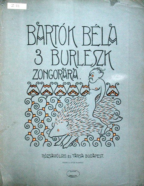 Voorkant van een partituur voor drie burlesken voor piano door Bela Bartok (1881-1945) 1912 door Ervin Voit