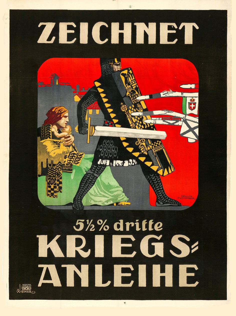 Abonneer je op de derde oorlogslening!, 1915 door Erwin Puchinger