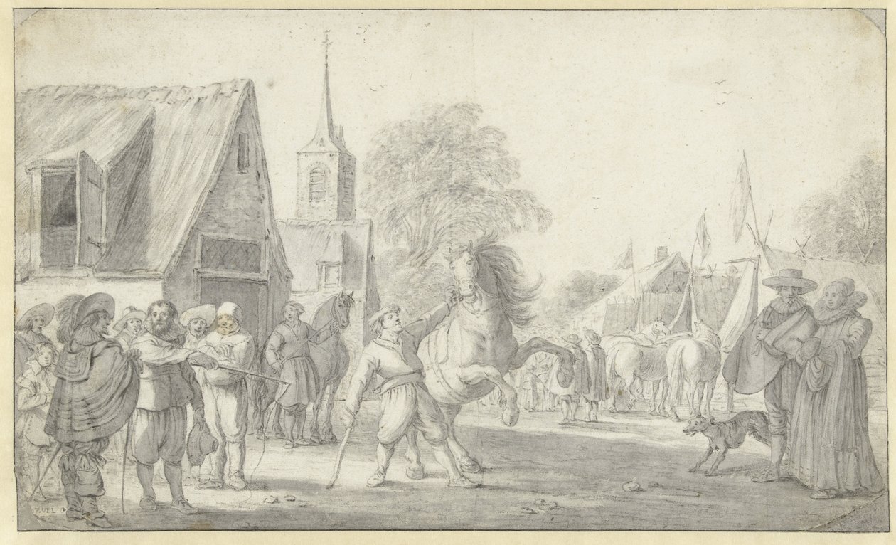 Paardenmarkt door Esaias van de Velde