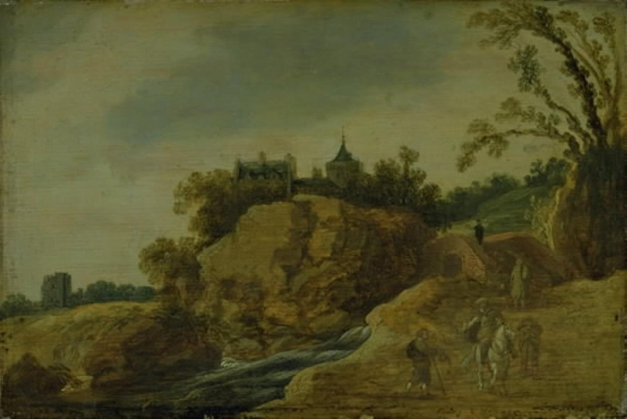 Rotsachtig Landschap met een Kasteel door Esaias van de Velde