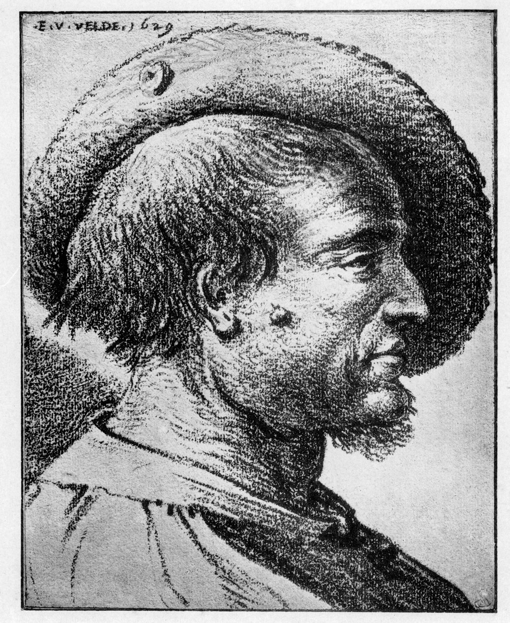 Studie van een mannelijk hoofd, 17e eeuw door Esaias van de Velde