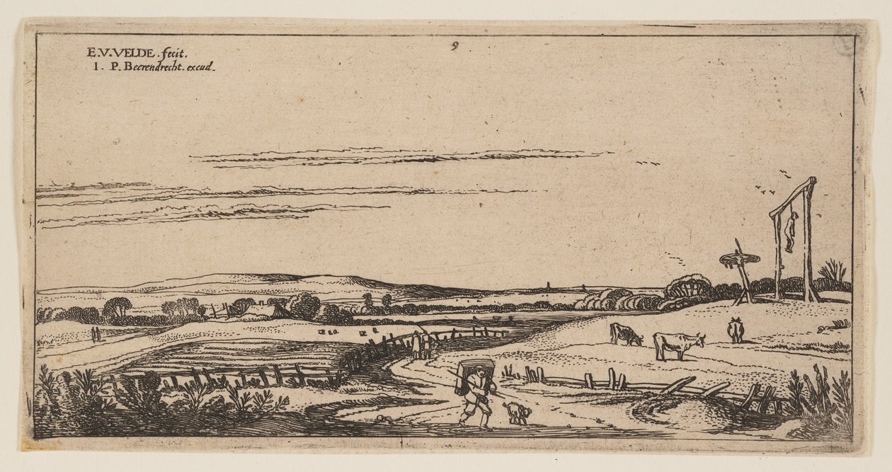 Landschap met galgen (bij Haarlem), uit Landschappen door Esaias van den Velde I