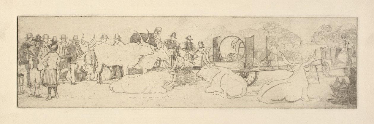 Boerderij met stieren door Esther Blaikie MacKinnon