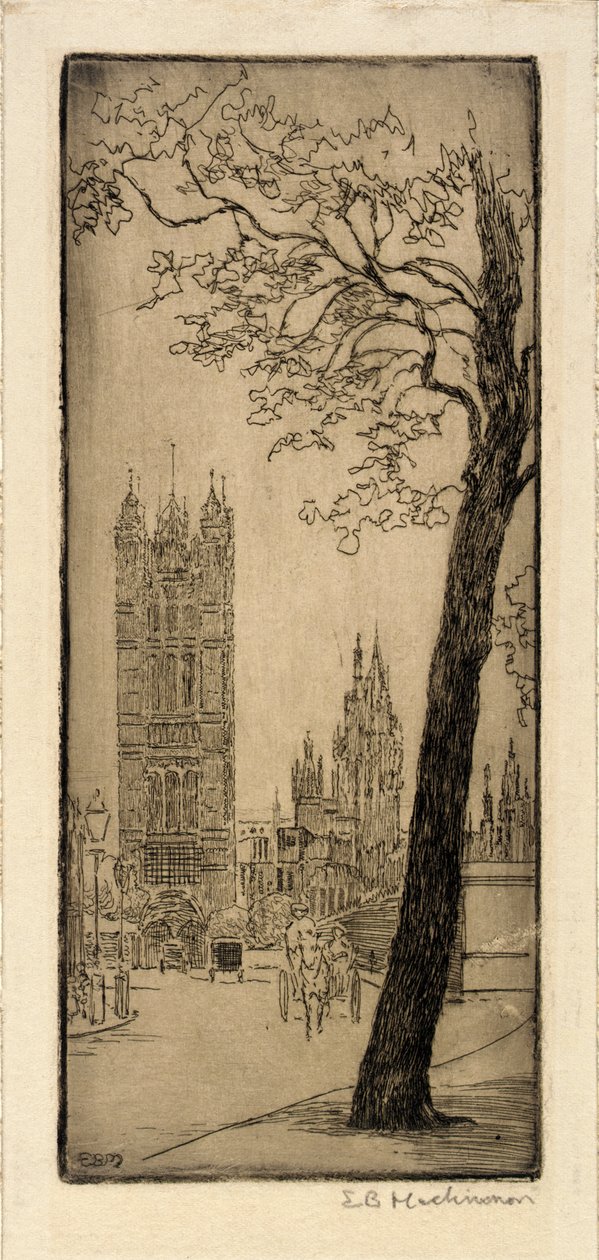 Londen Scène met Kerk door Esther Blaikie MacKinnon
