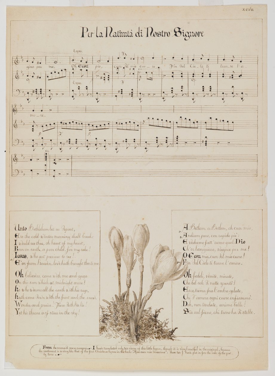 Per la Nativita di Nostro Signore liedblad, c.1868-1882 door Esther Frances Alexander