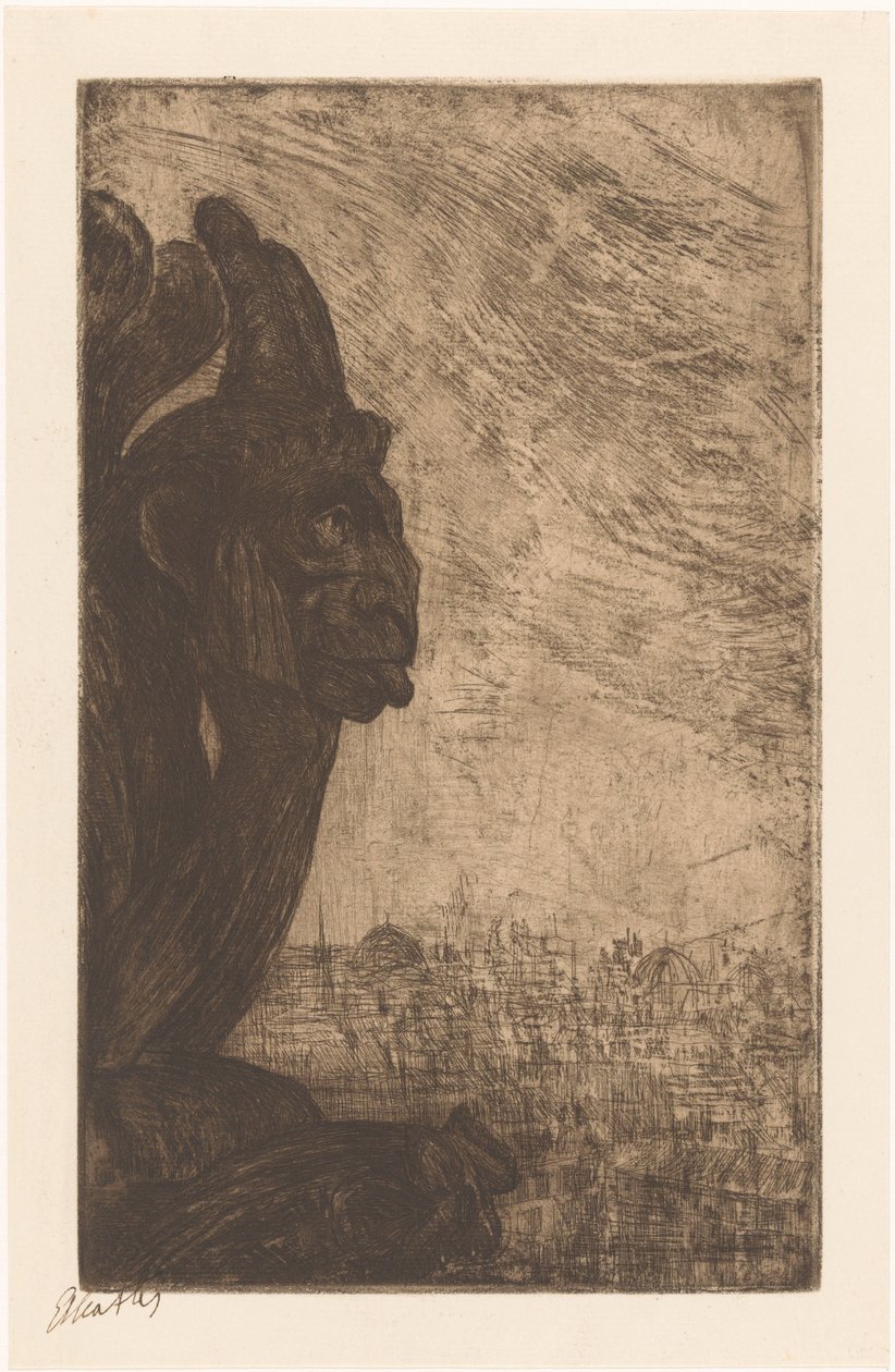 Chimère van de Notre-Dame door Etha Fles (signed by artist)
