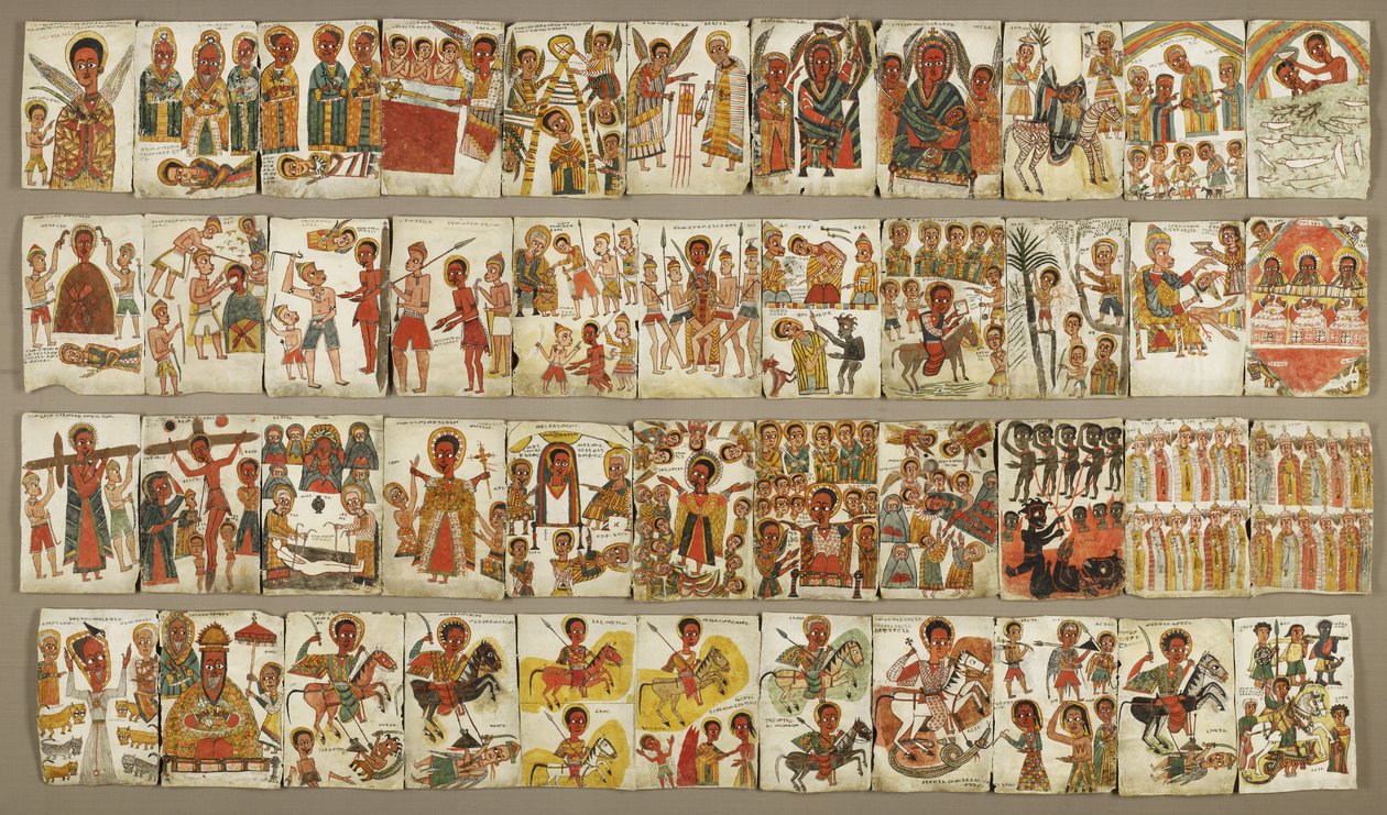 Blad van 44 platen uit een Christelijk verlicht album door Ethiopian School