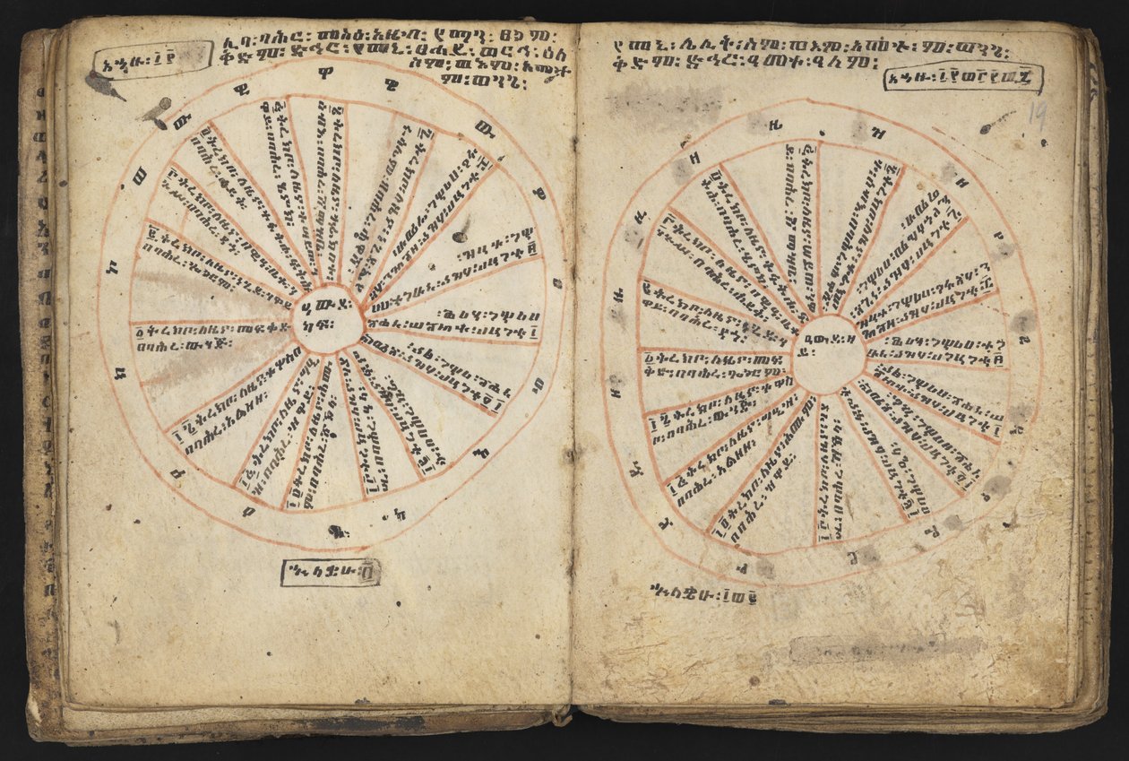 Or 12034 f.18v & f.19r, Cyclus van Koningen (perkament) door Ethiopian School