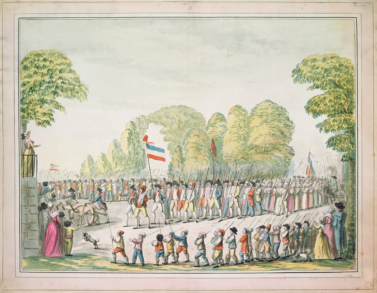 Revolutionaire processie, c. 1789 door Etienne Bericourt