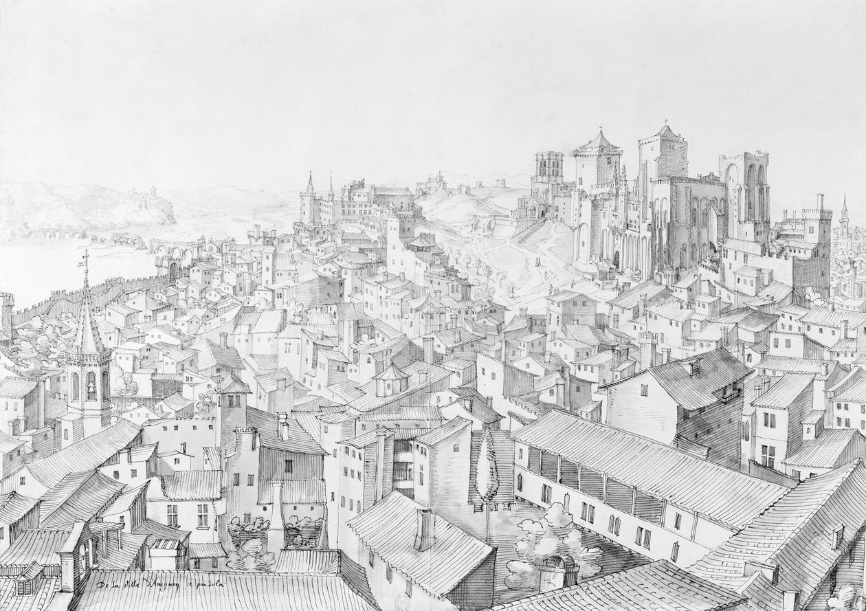 Uitzicht op de stad Avignon en zijn omgeving door Etienne Martellange