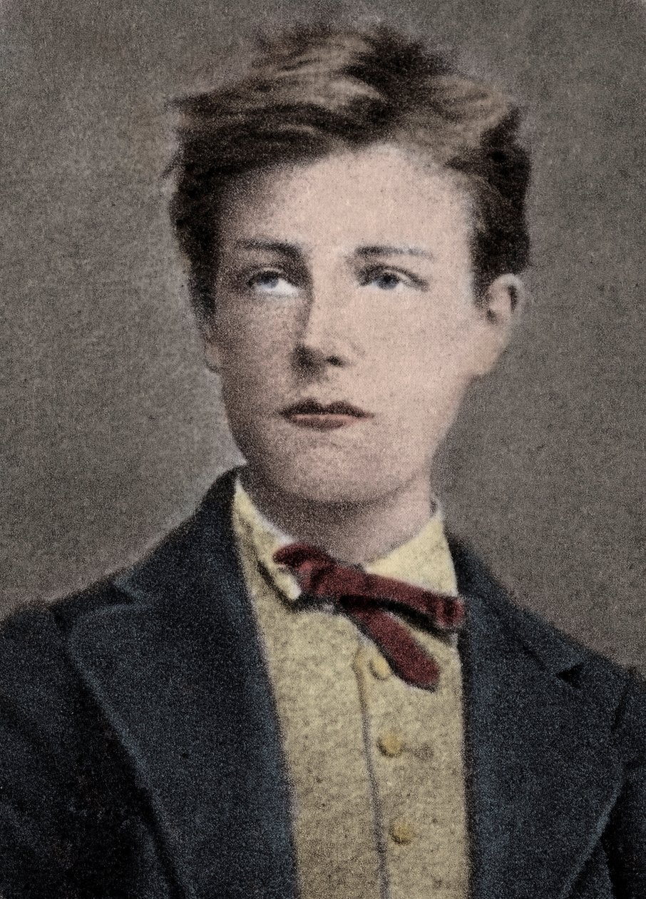 Arthur Rimbaud, Franse dichter en avonturier - Portret van Arthur Rimbaud (1859 - 1891) op 17-jarige leeftijd. Foto door Carjat door Etienne (after) Carjat