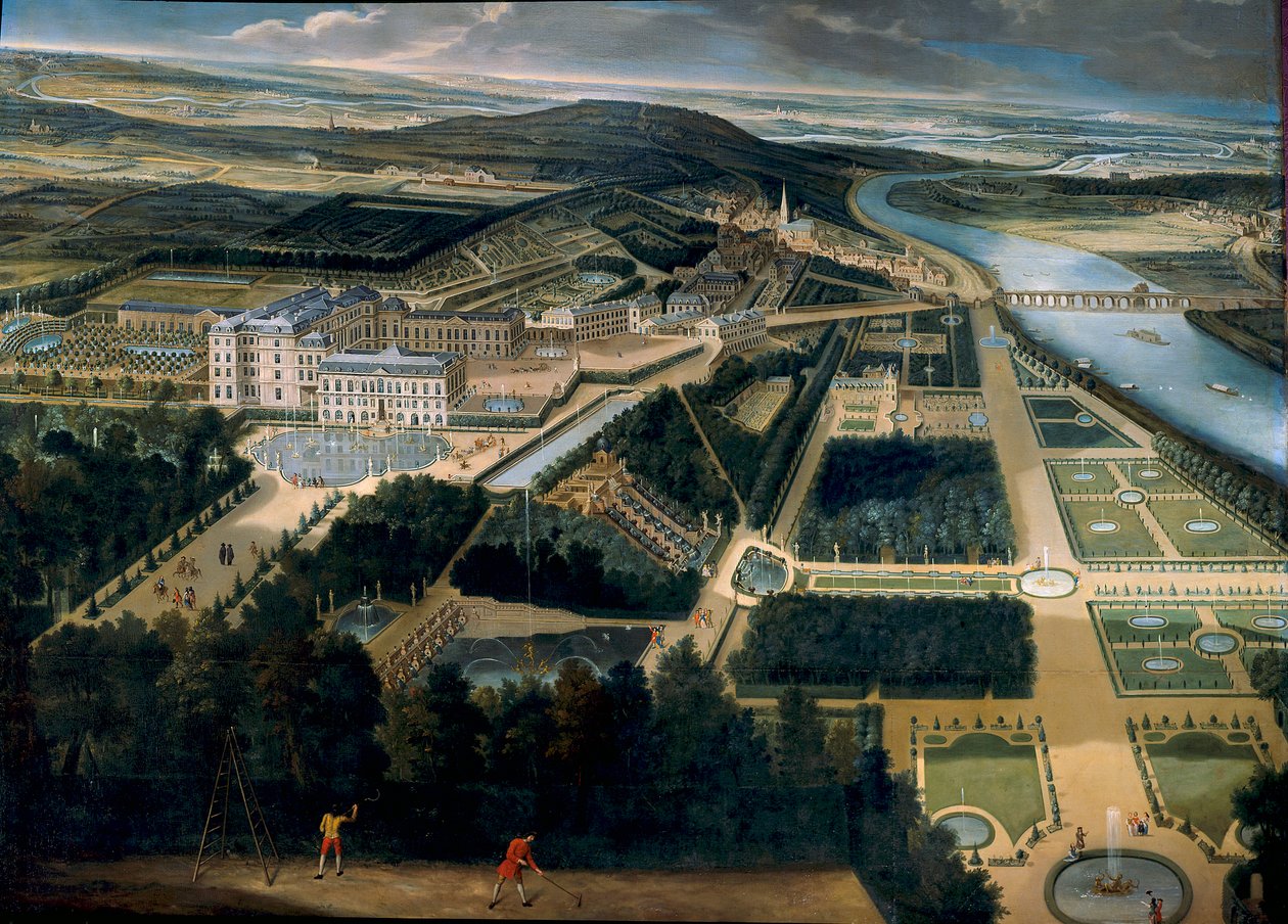 Algemeen uitzicht op het kasteel en de tuinen van Saint Cloud (Saint-Cloud) door Etienne Allegrain