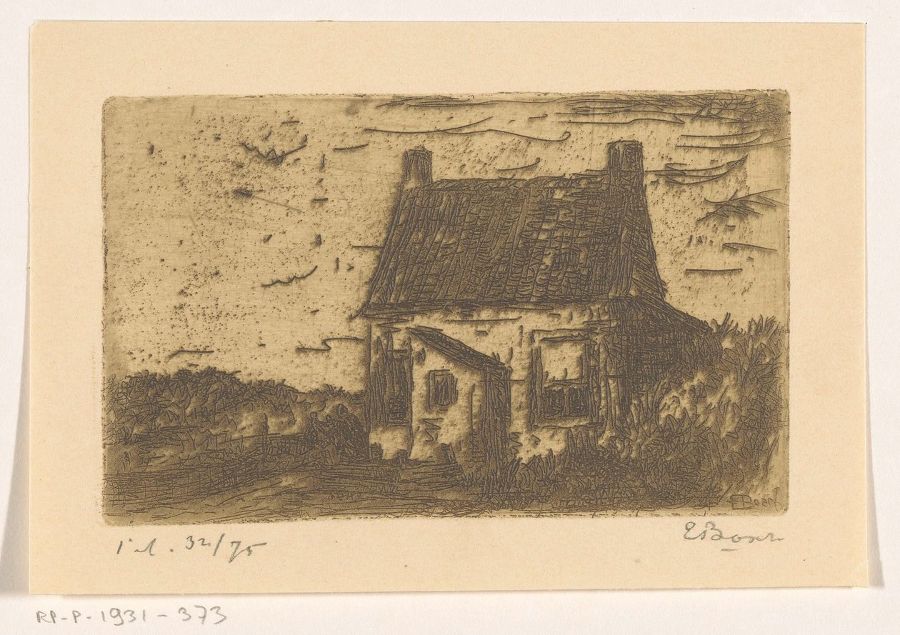 Huisje te Ter Heijde bij Den Haag door Etienne Bosch (signed by artist)